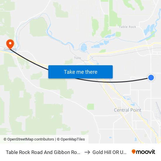 Table Rock Road And Gibbon Road to Gold Hill OR USA map