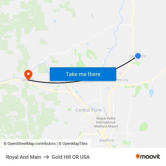 Royal And Main to Gold Hill OR USA map