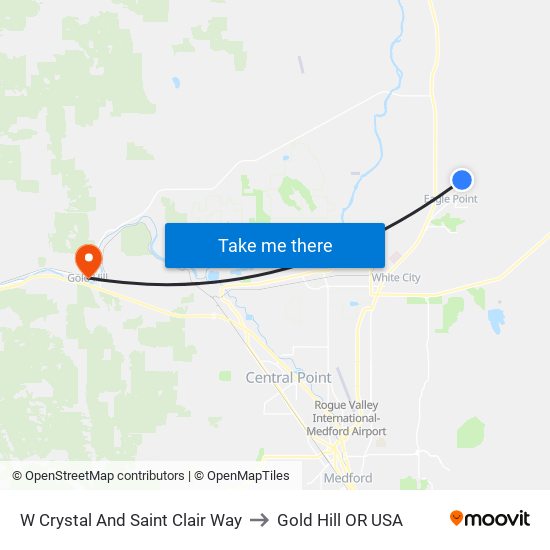 W Crystal And Saint Clair Way to Gold Hill OR USA map