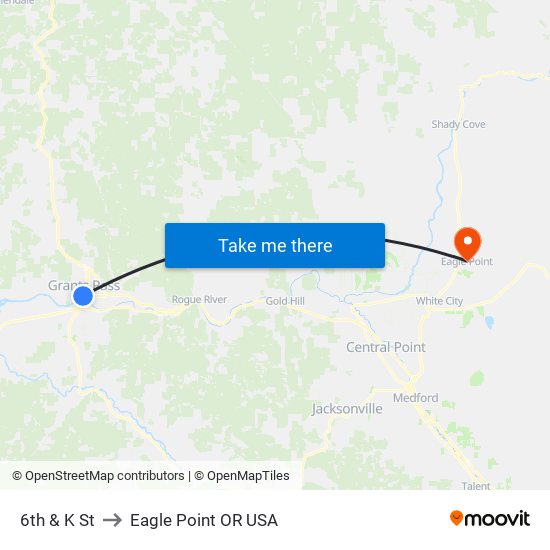 6th & K St to Eagle Point OR USA map