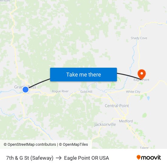 7th & G St (Safeway) to Eagle Point OR USA map