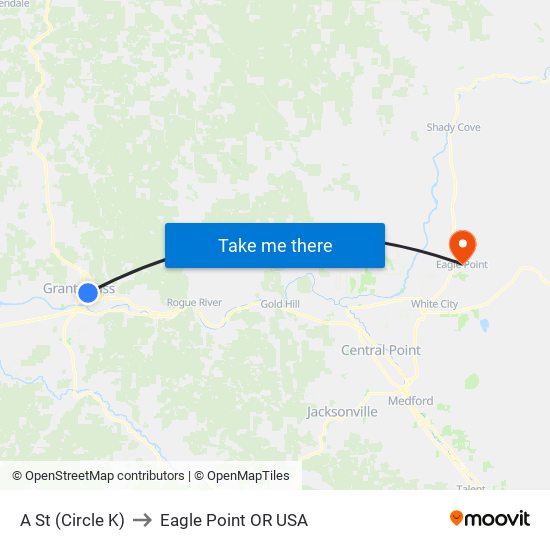 A St (Circle K) to Eagle Point OR USA map