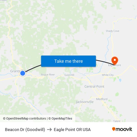 Beacon Dr (Goodwill) to Eagle Point OR USA map