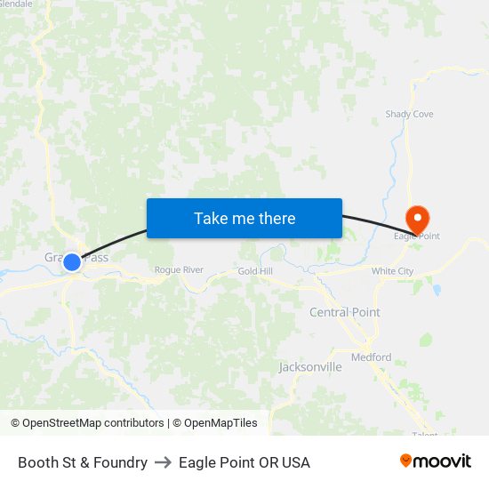 Booth St & Foundry to Eagle Point OR USA map