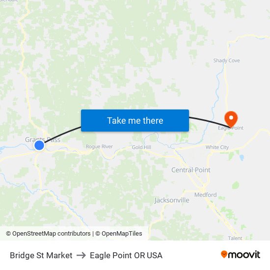 Bridge St Market to Eagle Point OR USA map