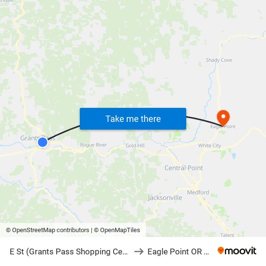 E St (Grants Pass Shopping Center) to Eagle Point OR USA map