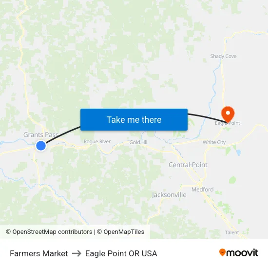 Farmers Market to Eagle Point OR USA map