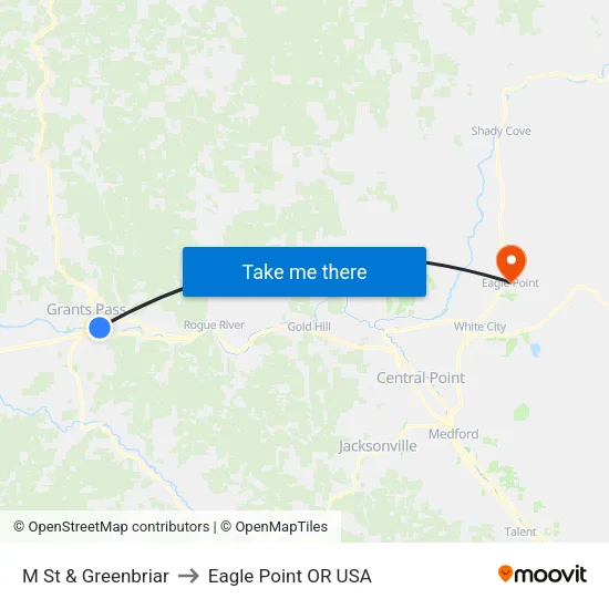 M St & Greenbriar to Eagle Point OR USA map