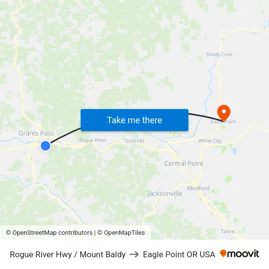 Rogue River Hwy / Mount Baldy to Eagle Point OR USA map