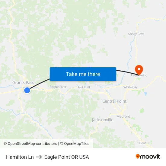 Hamilton Ln to Eagle Point OR USA map