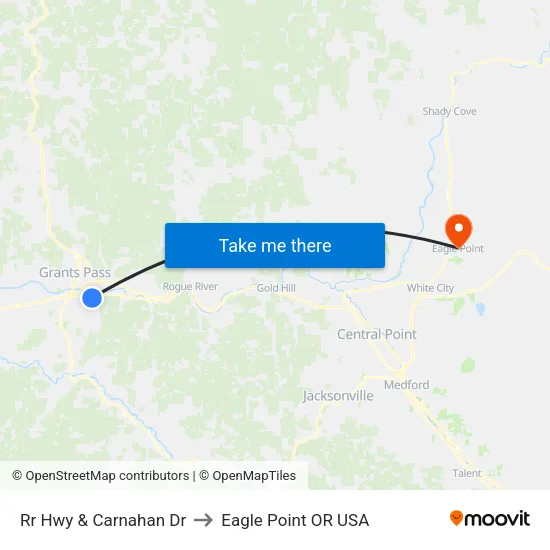 Rr Hwy & Carnahan Dr to Eagle Point OR USA map