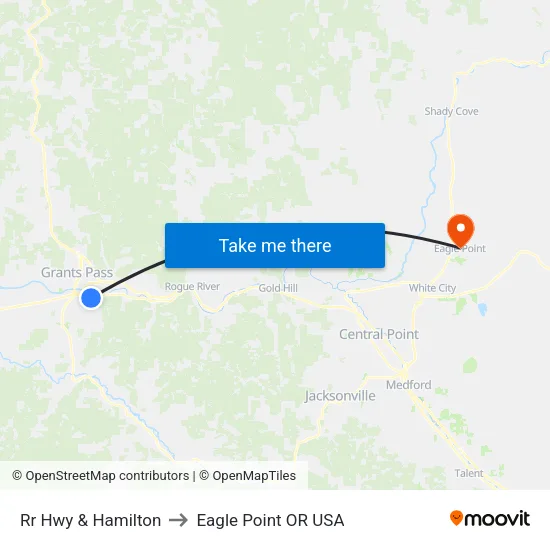 Rr Hwy & Hamilton to Eagle Point OR USA map