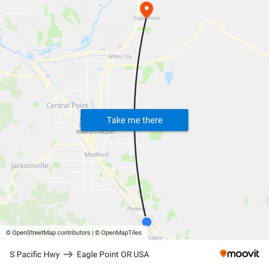 S Pacific Hwy to Eagle Point OR USA map