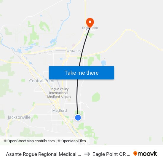 Asante Rogue Regional Medical Center to Eagle Point OR USA map