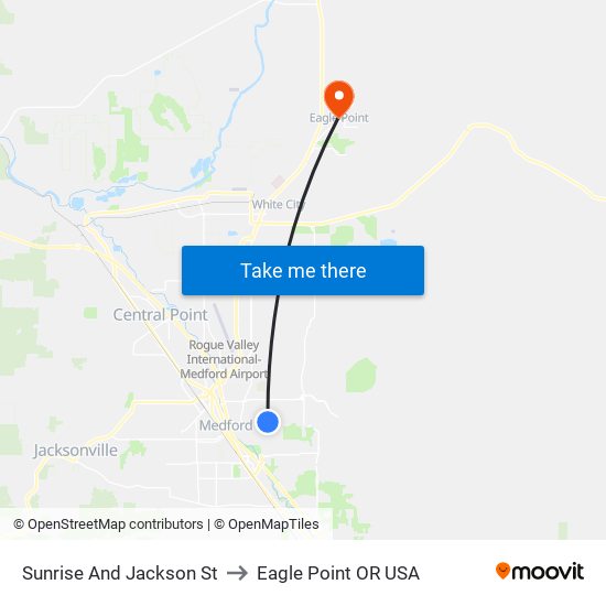 Sunrise And Jackson St to Eagle Point OR USA map