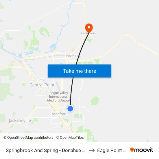 Springbrook And Spring - Donahue Frohnmayer Park to Eagle Point OR USA map