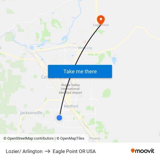 Lozier/ Arlington to Eagle Point OR USA map