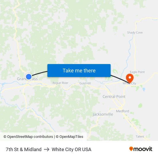 7th St & Midland to White City OR USA map