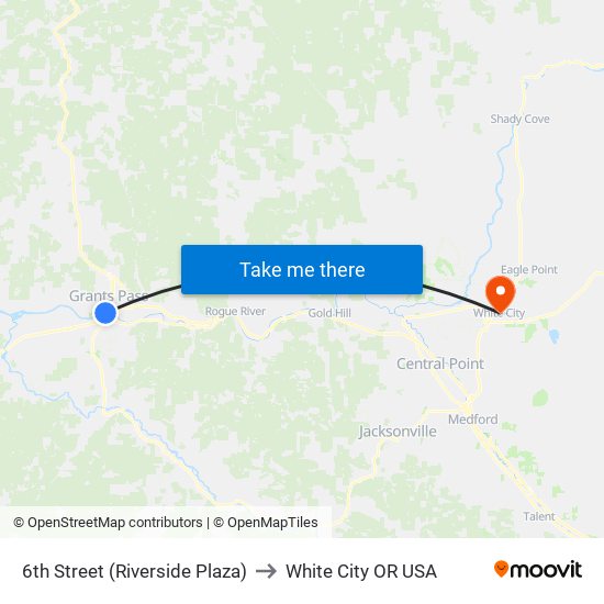 6th Street (Riverside Plaza) to White City OR USA map