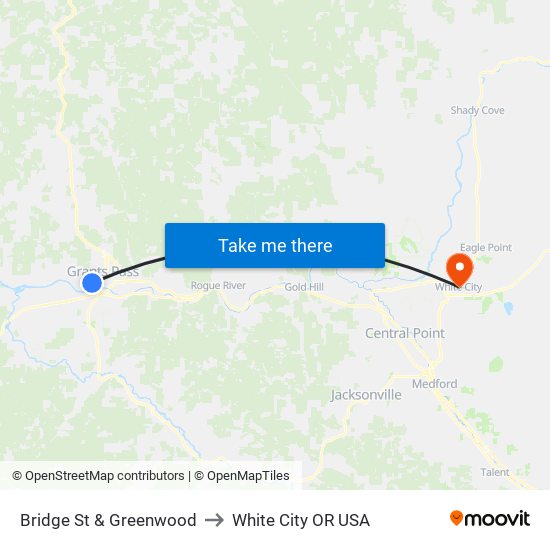 Bridge St & Greenwood to White City OR USA map