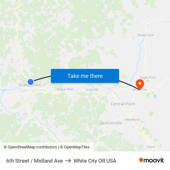 6th Street / Midland Ave to White City OR USA map