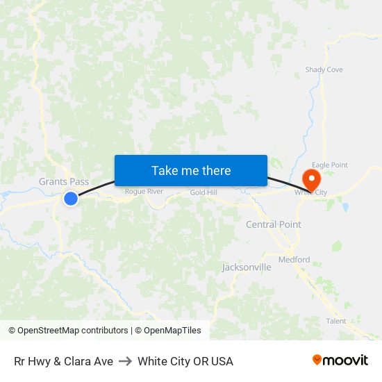 Rr Hwy & Clara Ave to White City OR USA map