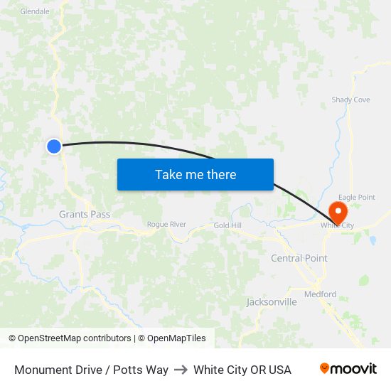 Monument Drive / Potts Way to White City OR USA map