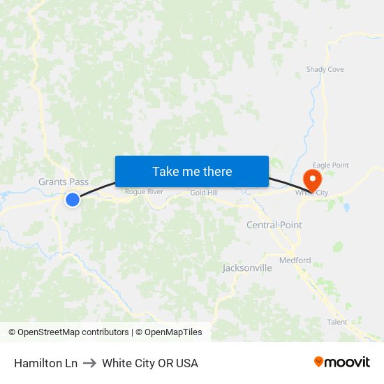Hamilton Ln to White City OR USA map