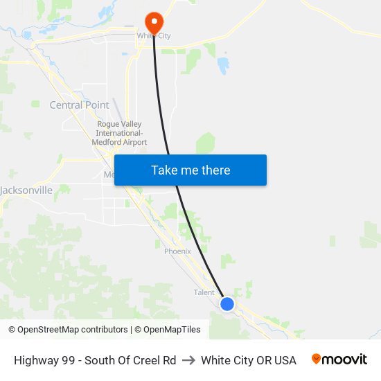 Highway 99 - South Of Creel Rd to White City OR USA map