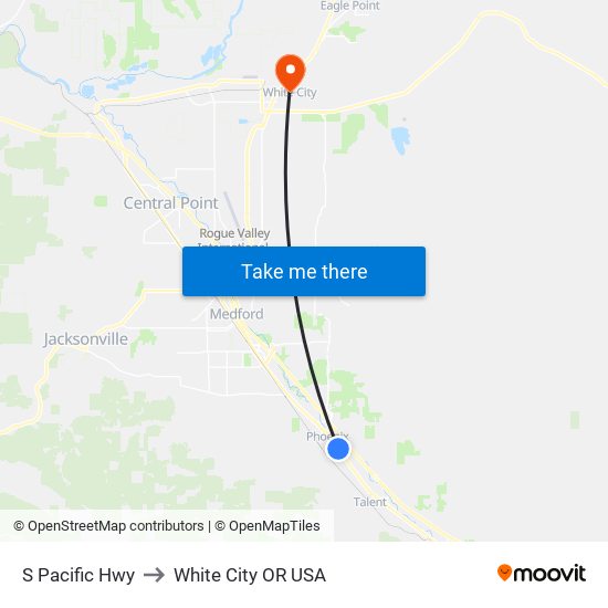 S Pacific Hwy to White City OR USA map