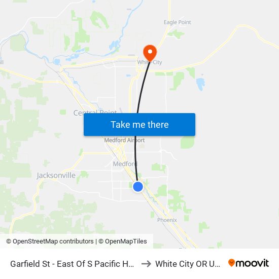 Garfield St - East Of S Pacific Hwy to White City OR USA map