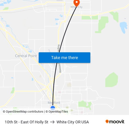 10th St - East Of Holly St to White City OR USA map