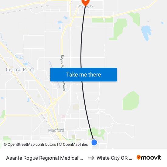 Asante Rogue Regional Medical Center to White City OR USA map