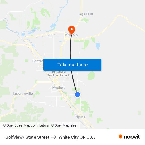 Golfview/ State Street to White City OR USA map