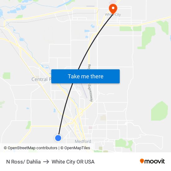 N Ross/ Dahlia to White City OR USA map