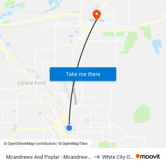 Mcandrews And Poplar - Mcandrews Marketplace to White City OR USA map