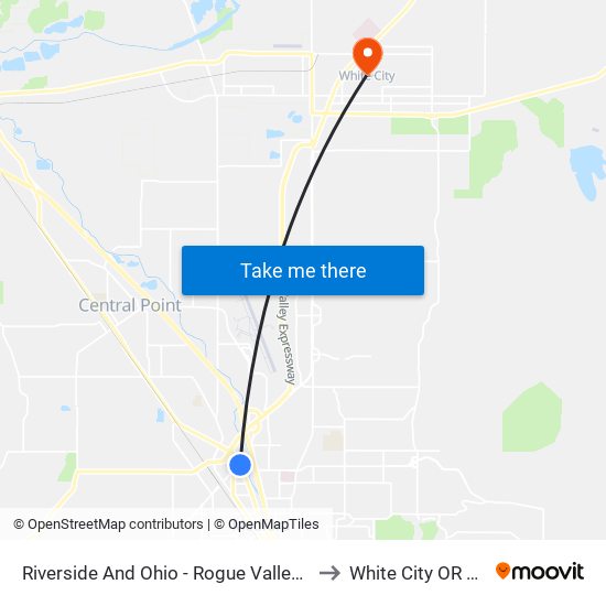 Riverside And Ohio - Rogue Valley Mall to White City OR USA map