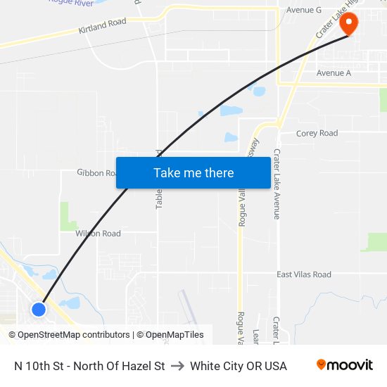 N 10th St - North Of Hazel St to White City OR USA map