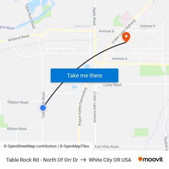 Table Rock Rd - North Of Orr Dr to White City OR USA map