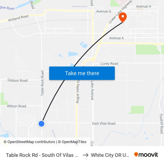 Table Rock Rd - South Of Vilas Rd to White City OR USA map