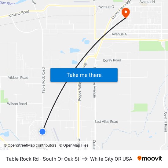 Table Rock Rd - South Of Oak St to White City OR USA map