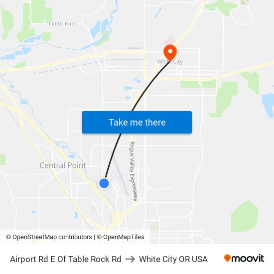 Airport Rd E Of Table Rock Rd to White City OR USA map