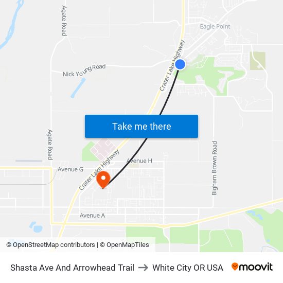 Shasta Ave And Arrowhead Trail to White City OR USA map