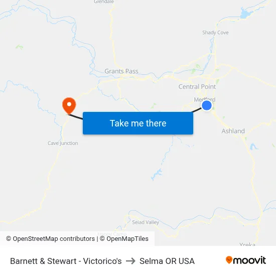 Barnett & Stewart - Victorico's to Selma OR USA map