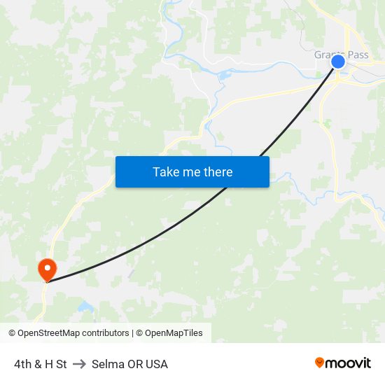 4th & H St to Selma OR USA map