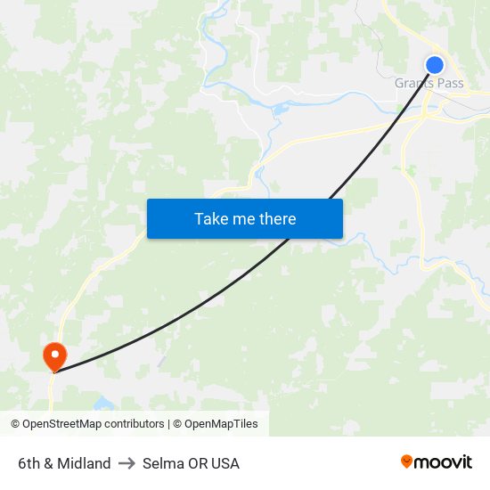 6th & Midland to Selma OR USA map