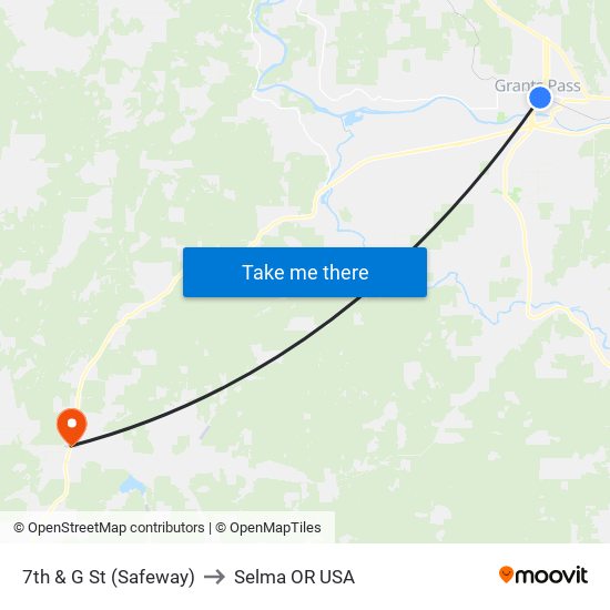 7th & G St (Safeway) to Selma OR USA map