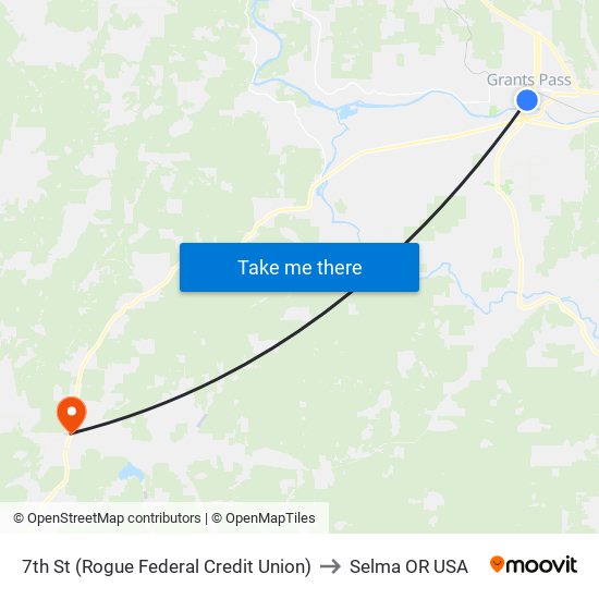 7th St (Rogue Federal Credit Union) to Selma OR USA map