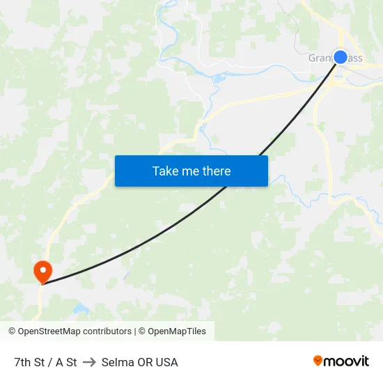 7th St / A St to Selma OR USA map
