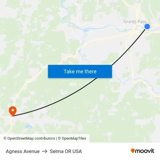 Agness Avenue to Selma OR USA map